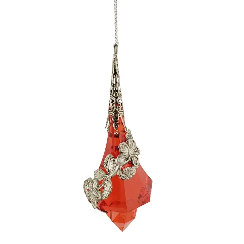 Vintage Beautiful Embellished Teardrop Christmas Ornament X5 Acrylic & Silver